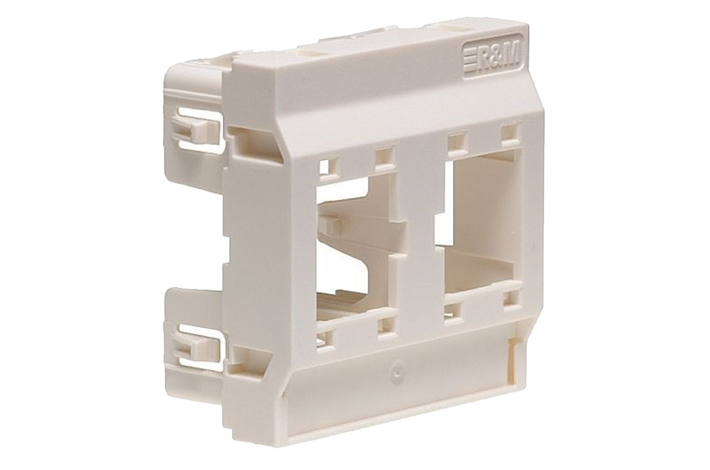 Mounting plate 45x45, 2x1-port, white (RAL 9010)