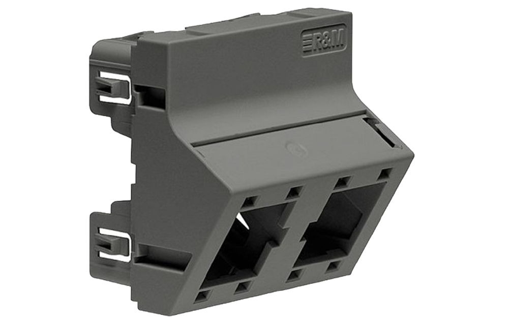 Plastron incliné 45x45, 2x1-port, noir