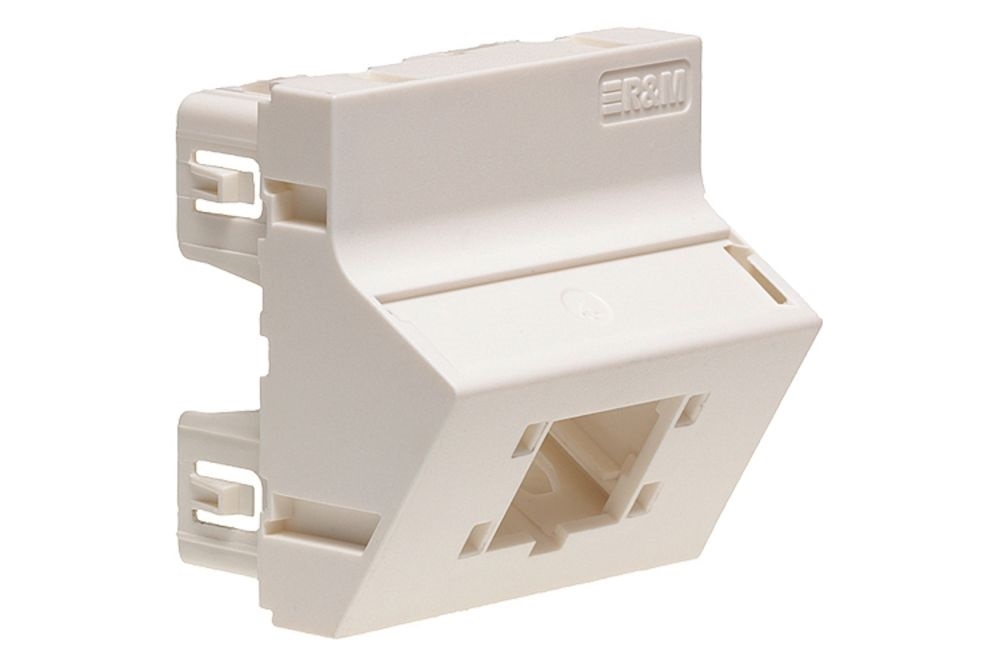 Angled mounting plate 45x45, 1-port, white