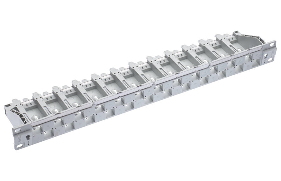 19" 1U PC patch panel 24-port/u, Cat.5/6, grey, unloaded