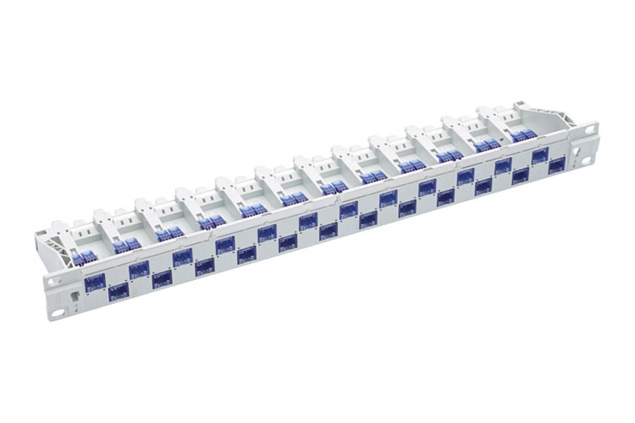 19" 1U PC patch panel 24xRJ45/u, Cat.6,grey,loaded