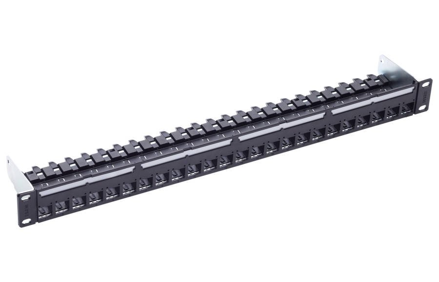 Panneau de brassage 19", 1U, 24-port/s, Cat.6A, noir, vide