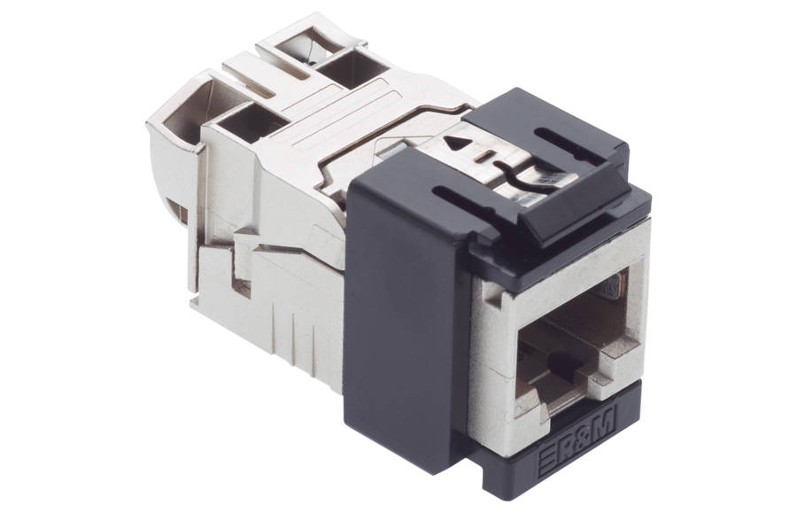 Connector Cat.6A, 1xRJ45/s, Snap-in, black