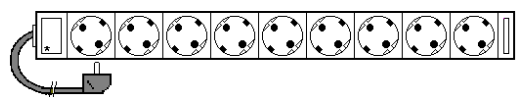 19" stekkerdoos (9x) randaarde 3G1.5 2m   V1