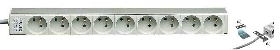 19 inch stekkerdoos 9x pin snoer 3G1.5 2M   V1