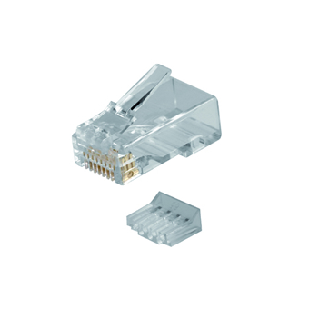 RJ45 (8P/8C) CAT5E modulaire connector voor ronde kabel met massieve of soepele aders