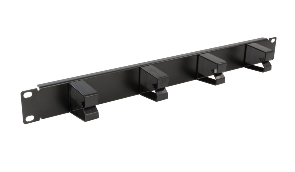 19'' Guide cordon 1U quatre anneaux noir RAL 9005