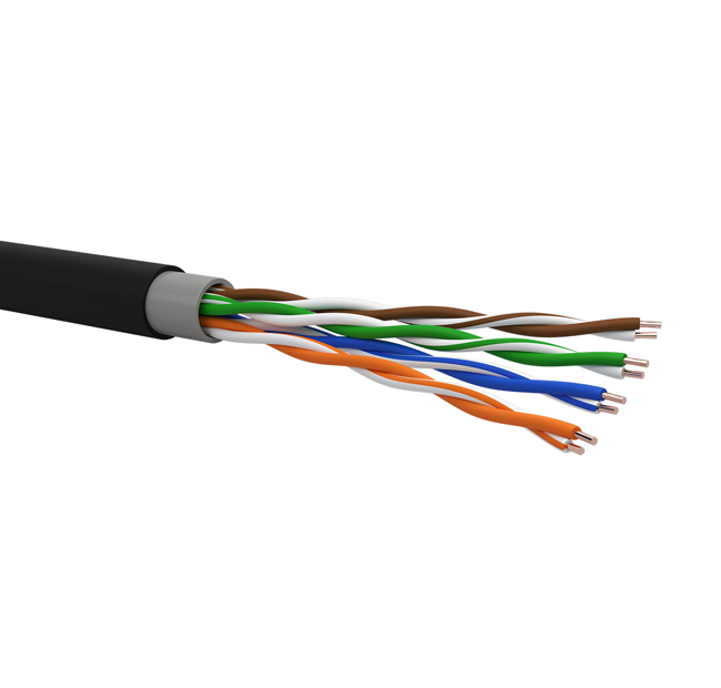 Installation cable │ Cat.5E │ U/UTP │  200Mhz │ PVC/PE outdoor │ Fca │ black │ 500m