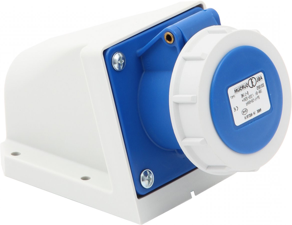 CEE wandstopcontact IP67 3P/16A 230V blauw