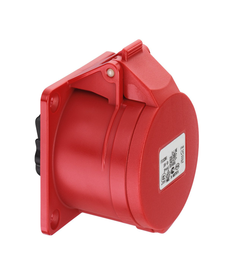 CEE inbouwstopcontact met schroefloze aansluiting IP44 5P/16A 400V rood