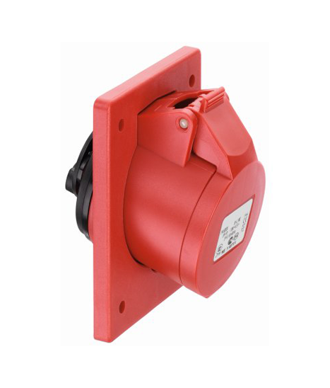 CEE flush mounted socket with screwless terminal IP44 5P/32A 400V red