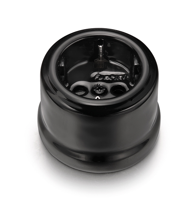 Garby prise de courant avec contact latéral de terre Schuko 16A/250V tout porcelaine noir