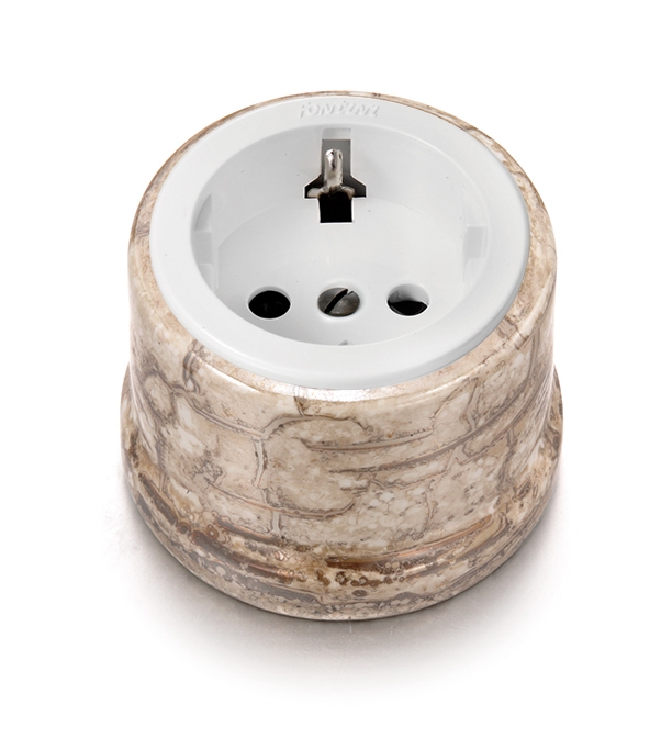 Garby socket with side earth contact Schuko 16A/250V porcelain with insert in plastic reggia decor