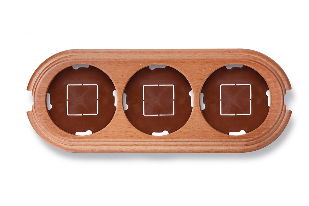 Garby socle 3 modules verticale avec 2 passe-câble hêtre miel