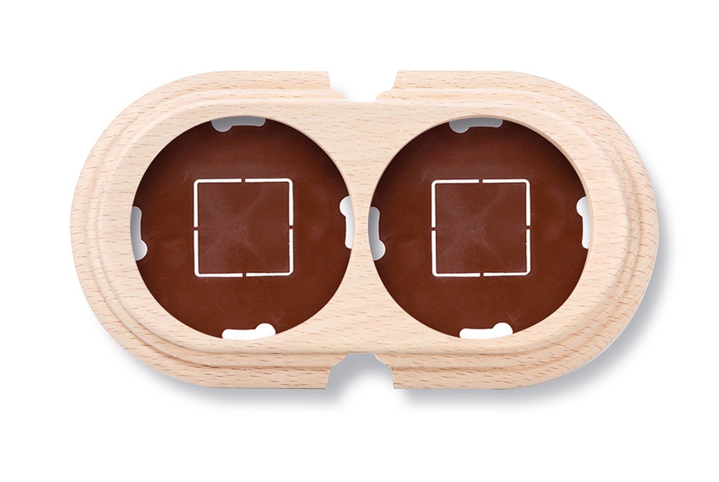 Garby socle 2 modules horizontale avec 2 passe-câble hêtre sans vernis