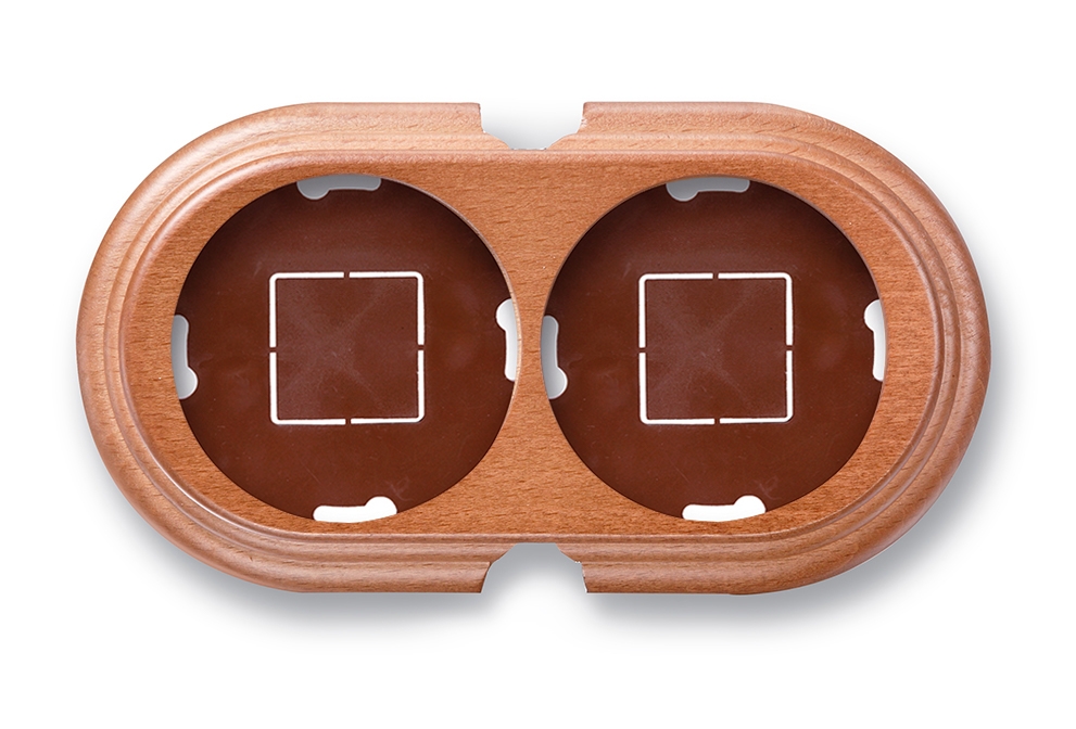 Garby socle 2 modules horizontale avec 2 passe-câble hêtre miel