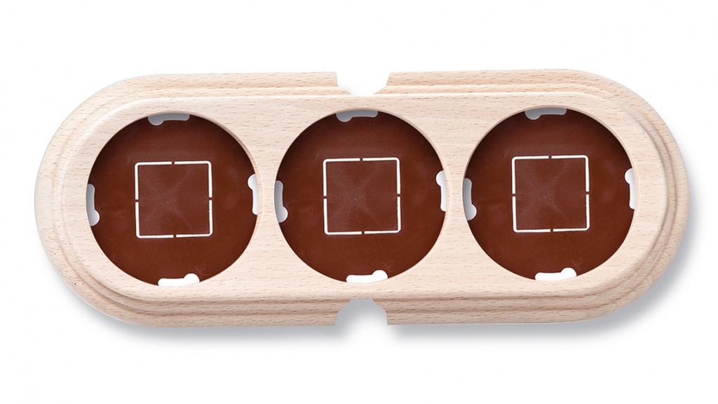 Garby socle 3 modules horizontale avec 2 passe-câble hêtre sans vernis