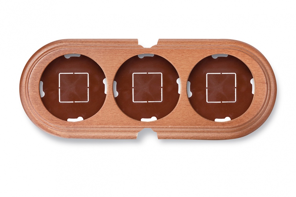 Garby socle 3 modules horizontale avec 2 passe-câble hêtre miel