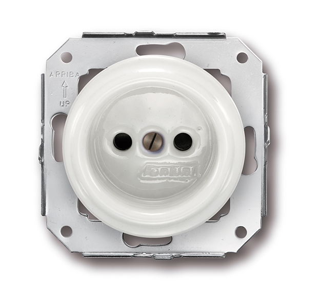 Garby Colonial stopcontact zonder aarding 16A/250V porselein wit