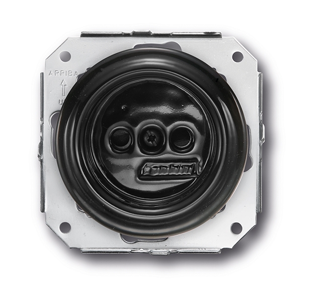 Garby Colonial stopcontact zonder aarding 16A/250V porselein zwart