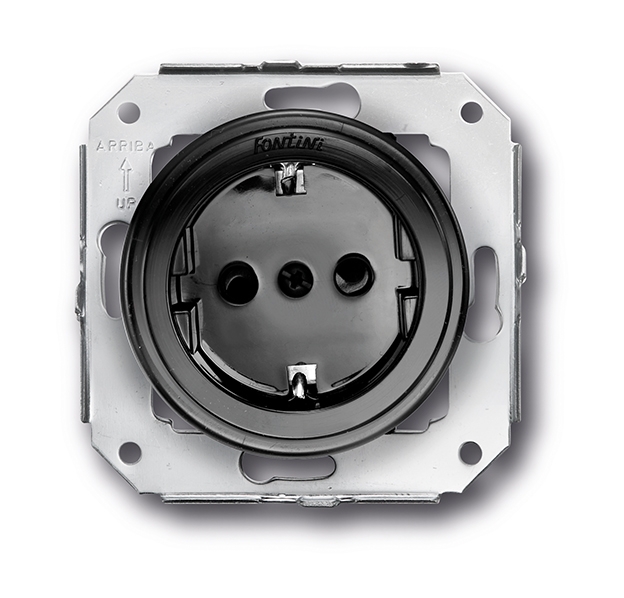 Garby Colonial stopcontact met randaarding 16A/250V kunststof zwart