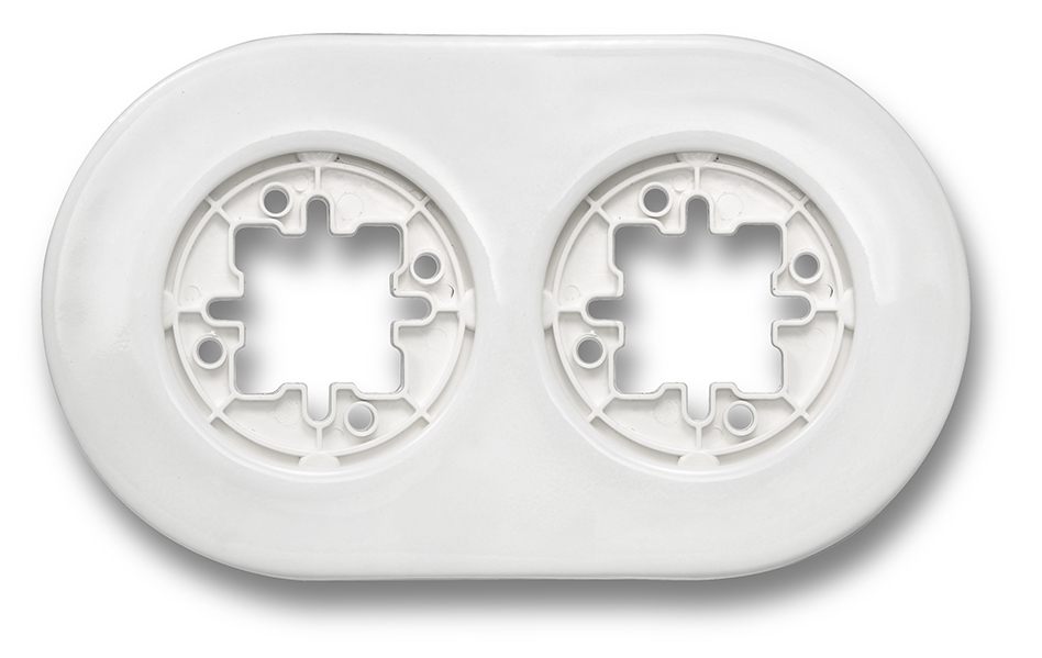 DO installation en saillie plaque de finition 2 modules en porcelaine blanche