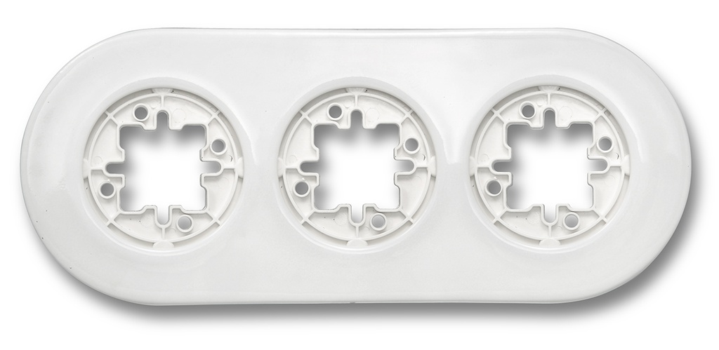 DO installation en saillie plaque de finition 3 modules en porcelaine blanche
