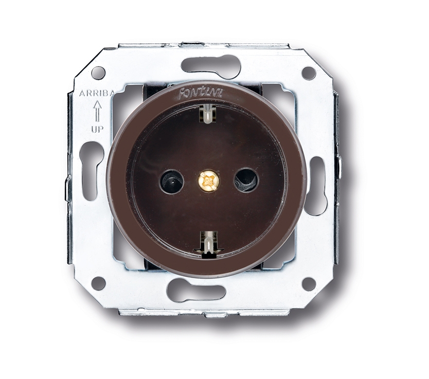 Venezia stopcontact met randaarding 16A/250V bruin