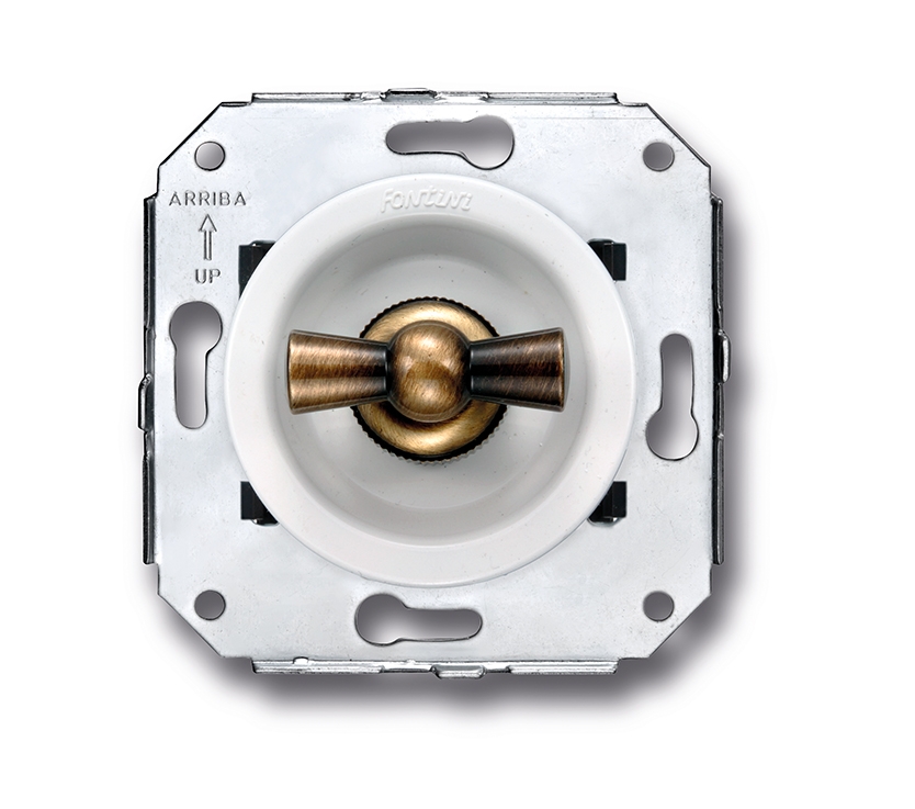 Venezia dubbele I-polige schakelaar 10A/250V wit/vlinderknop brons