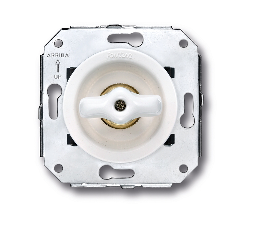 Venezia permutateur 10A/250V blanc/bouton rotatif rétro porcelaine blanc