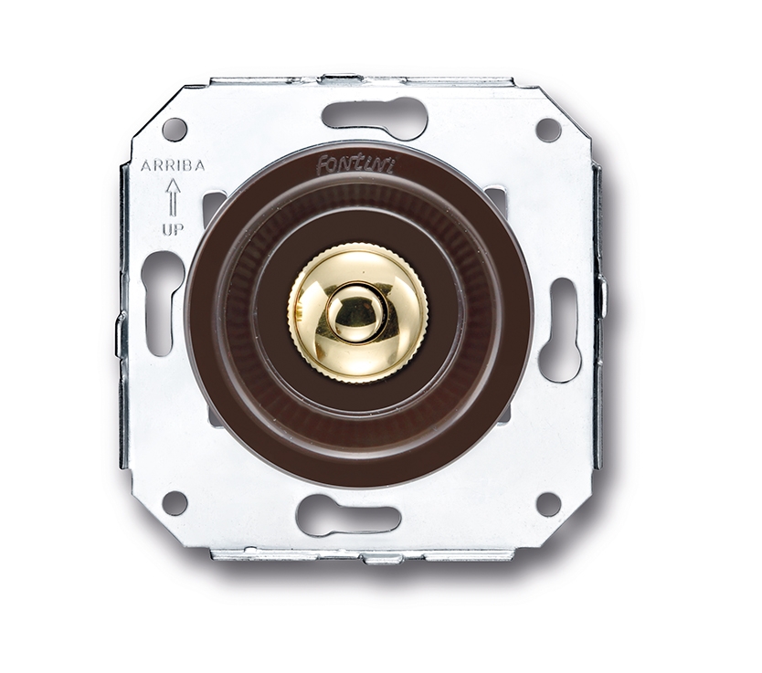 Venezia bouton poussoir 10A/250V AC - 24V DC marron/bouton poussoir or