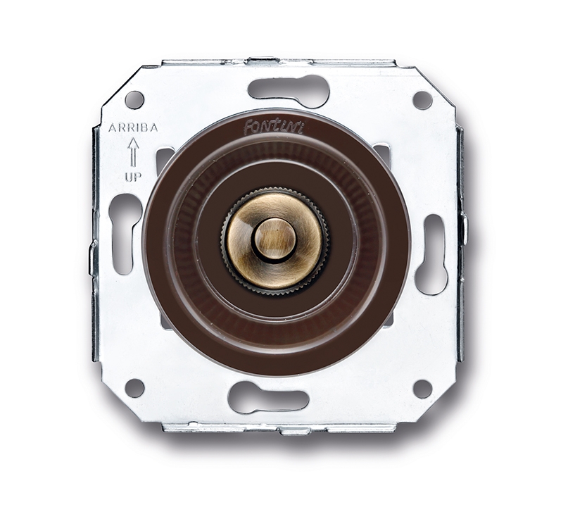 Venezia bouton poussoir 10A/250V AC - 24V DC marron/bouton poussoir laiton