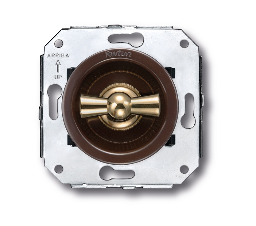 Venezia poussoir rotatif 10A/250V marron/noeud de papillon or