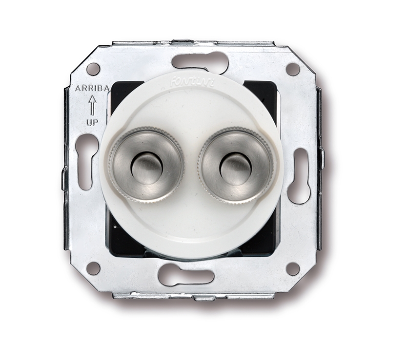 Venezia double bouton poussoir 10A/250V AC - 24V DC blanc/bouton poussoir chromé