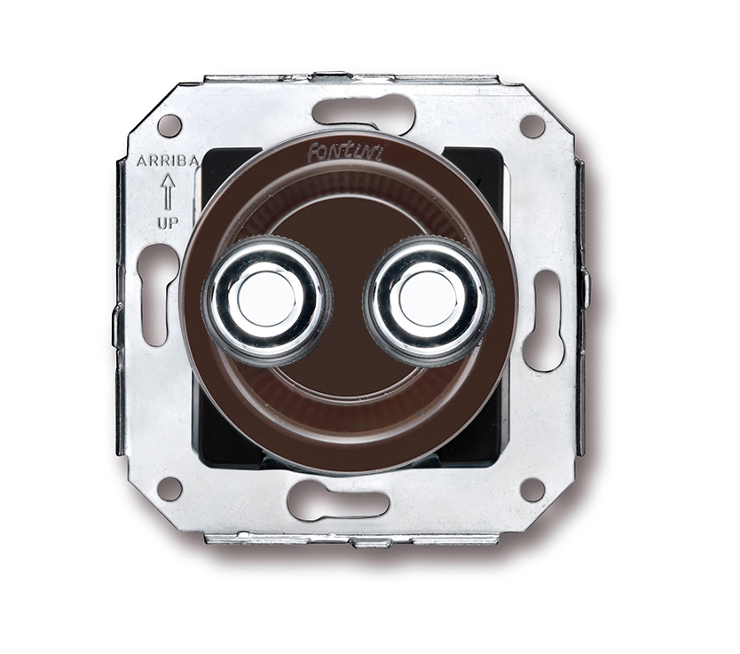 Venezia double push button 10A/250V AC - 24V DC brown/push button chrome