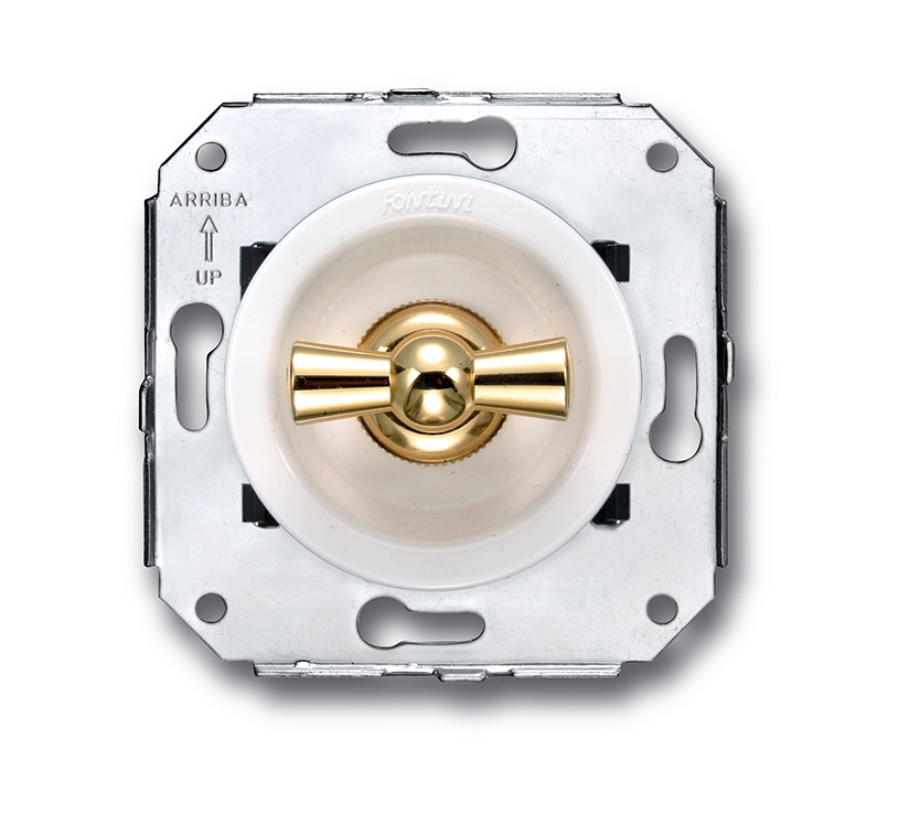 Venezia double poussoir rotatif 10A/250V blanc/noeud de papillon or
