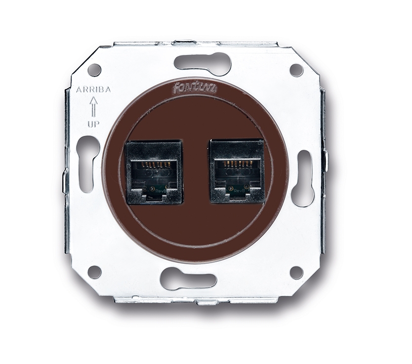 Venezia double prise RJ12 + RJ45 Cat.6 marron