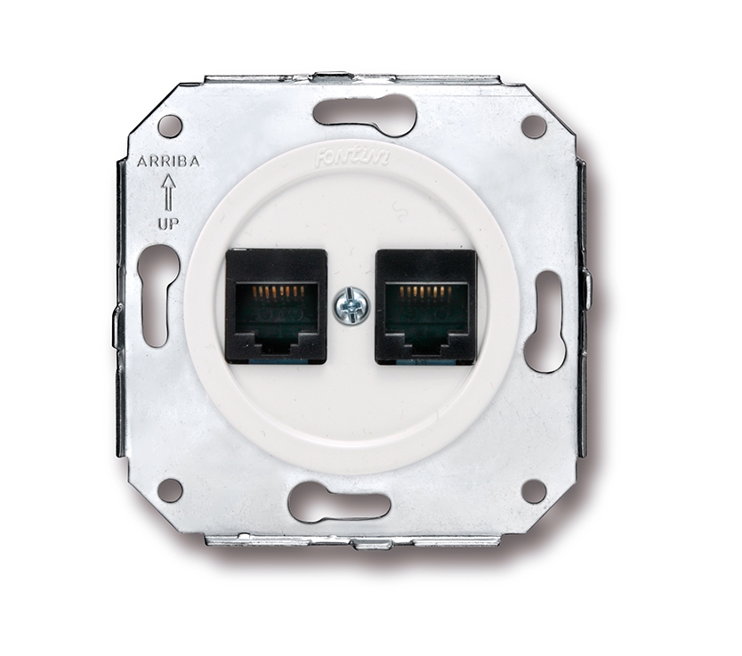 Venezia double prise RJ12 + RJ45 Cat.6 wit