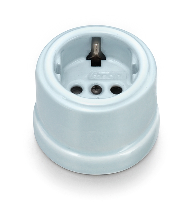 Garby socket with side earth contact Schuko 16A/250V porcelain Coton