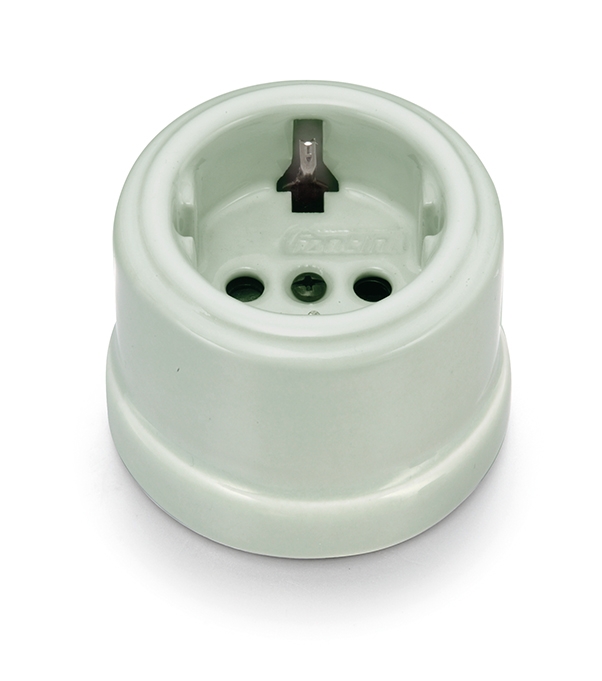 Garby prise de courant avec contact latéral de terre Schuko 16A/250V tout porcelaine Vert ille