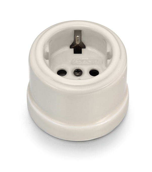 Garby stopcontact met randaarding 16A/250V volledig porselein Cru