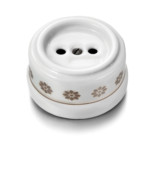 Garby stopcontact zonder aarding 16A/250V volledig porselein decoratie bruin/goud