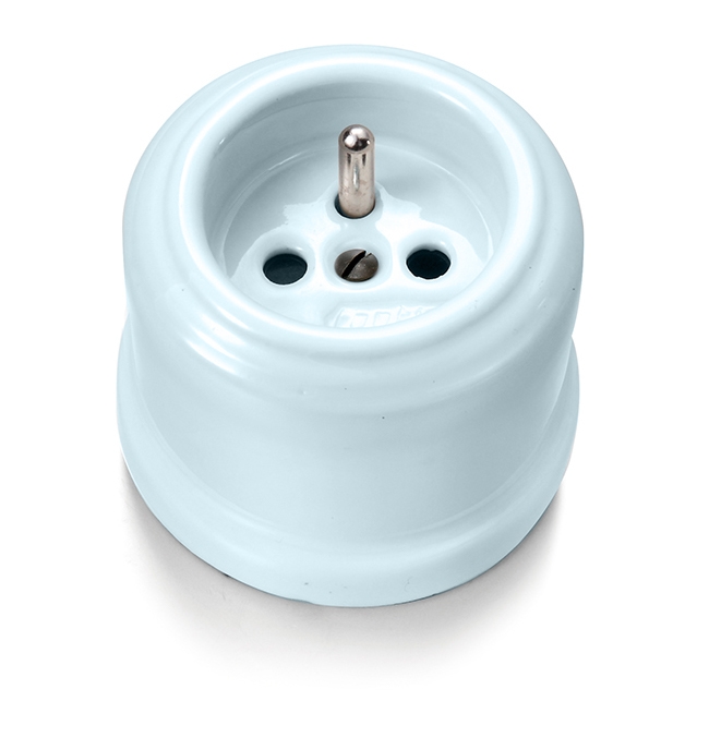 Garby socket with earth pin 16A/250V porcelain Coton