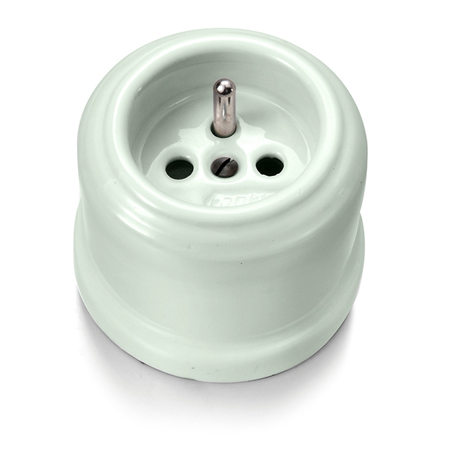 Garby prise de courant avec terre 16A/250V en porcelaine Vert ille