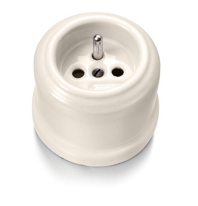 Garby stopcontact met pinaarding 16A/250V volledig porselein Cru