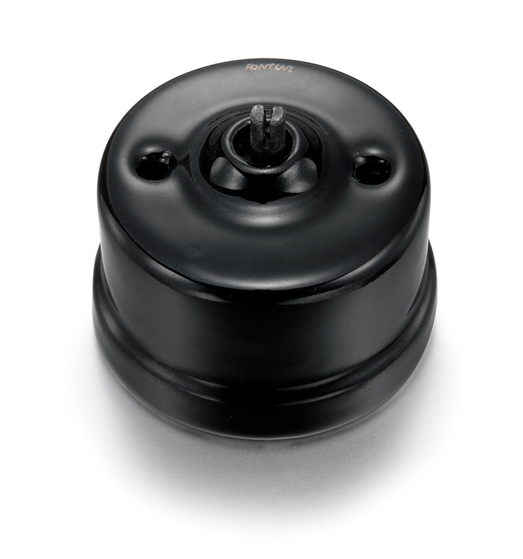 Garby draai/drukknop 10A/250V AC porselein zwart