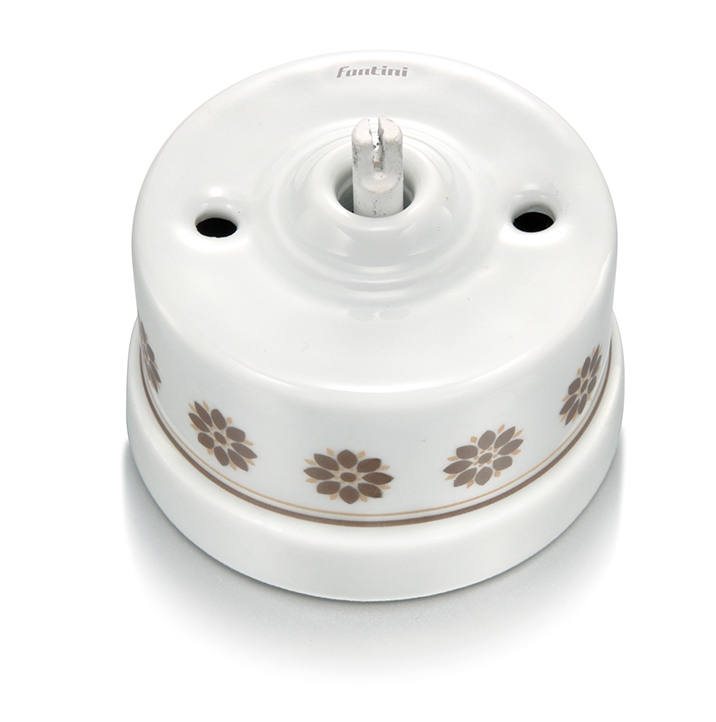 Garby draai/drukknop 10A/250V AC porselein decoratie bruin/goud