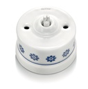 Garby double poussoir rotatif 10A/250V AC porcelaine décor bleu/argent