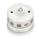 Garby double rotary push button switch 10A/250V AC porcelain decoration brown/gold