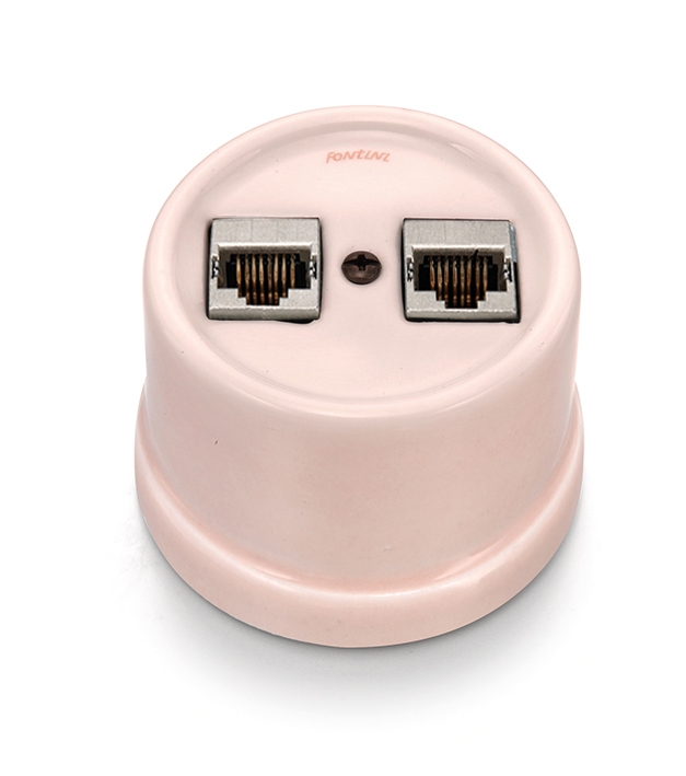 Garby double prise RJ45 Cat.6 porcelaine Camille